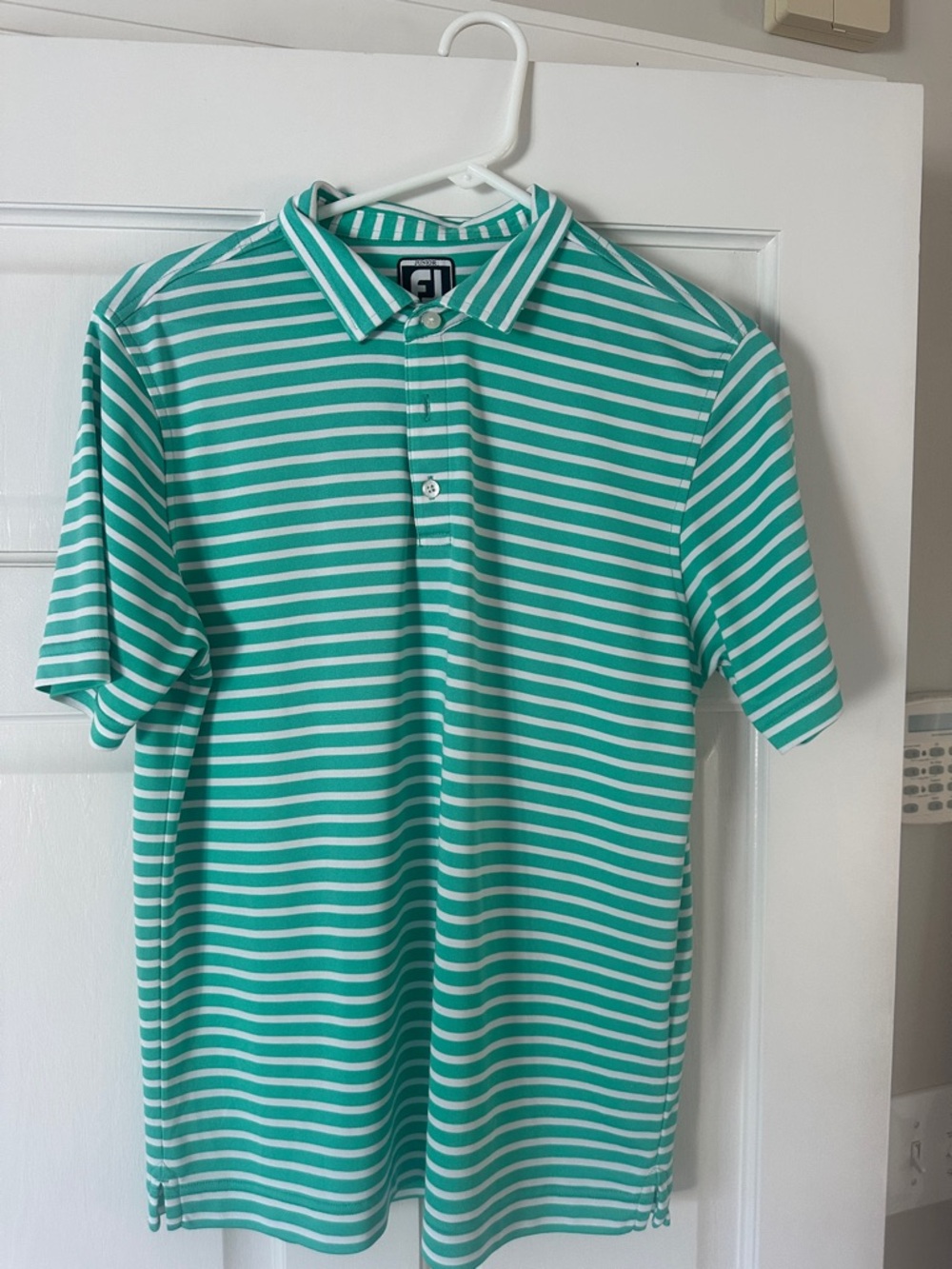 FootJoy Striped Polo in Kelly Green and White